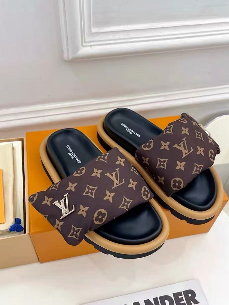 Louis Vuitton Monogram Padded Platform Slide Sandals